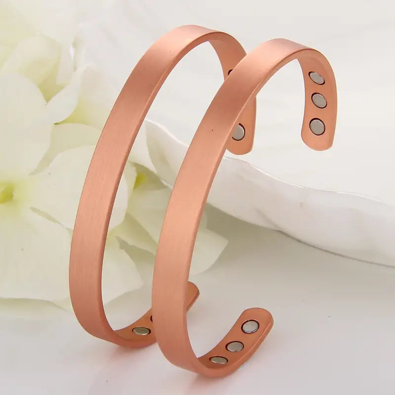 Pure Copper Magnetic Cuff Bracelet for Men Women, with 6pcs 3000Gauss-Magnets Adjustable Jewelry Gifts